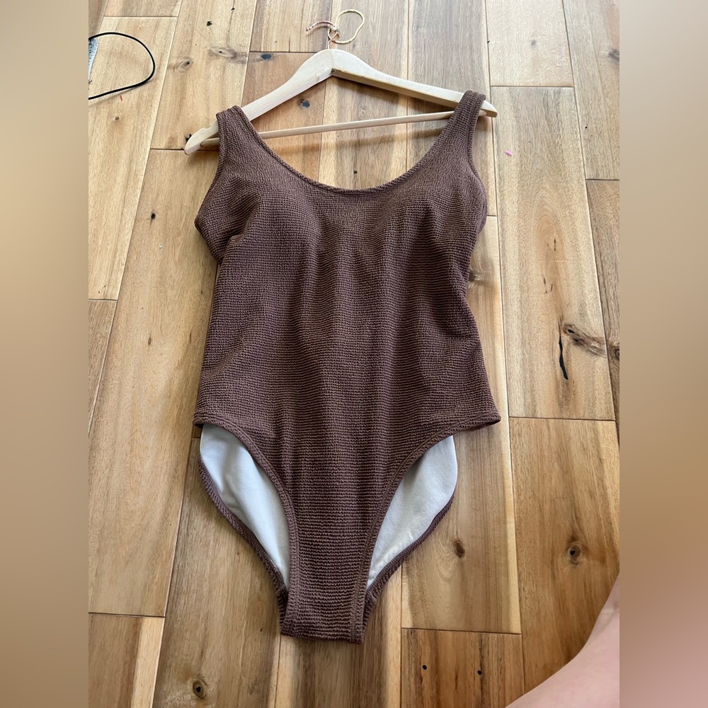 Brown bathing suit.